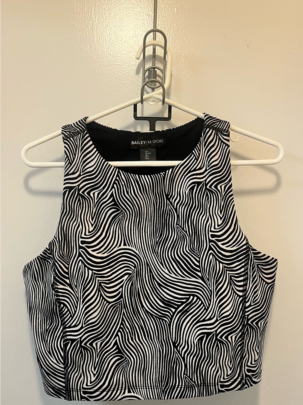 Bailey 44 Black & White Swirl-Print Crop Tank